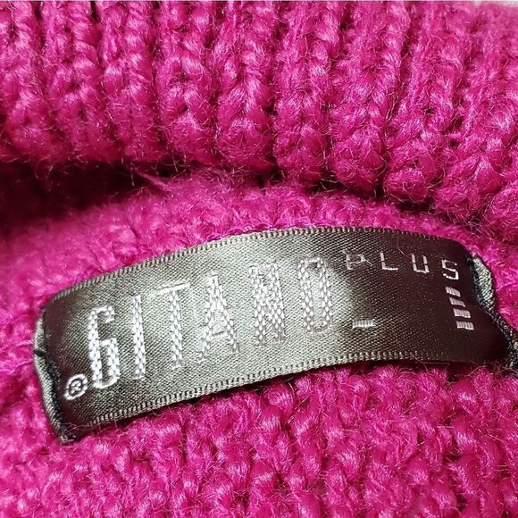 Vintage 1990s Gitano Ribbed Knit Magenta Black Striped Shawl Collar Sweater 22W - Picture 13 of 14
